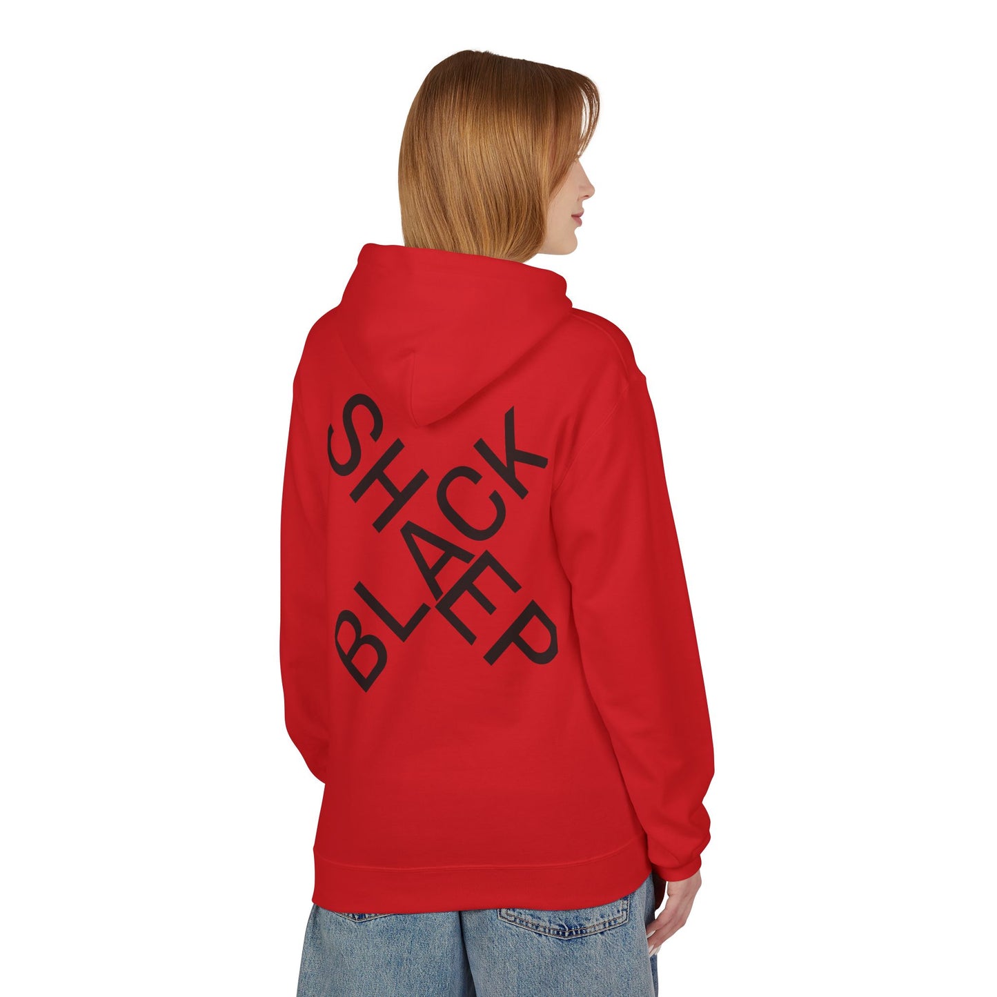 Black Sheep Graphic Hoodie — Bold Diagonal Text & Logo Pattern