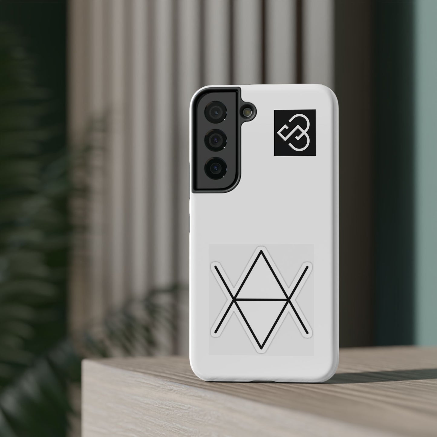 Impact-Resistant Phone Case — Geometric Monogram Design