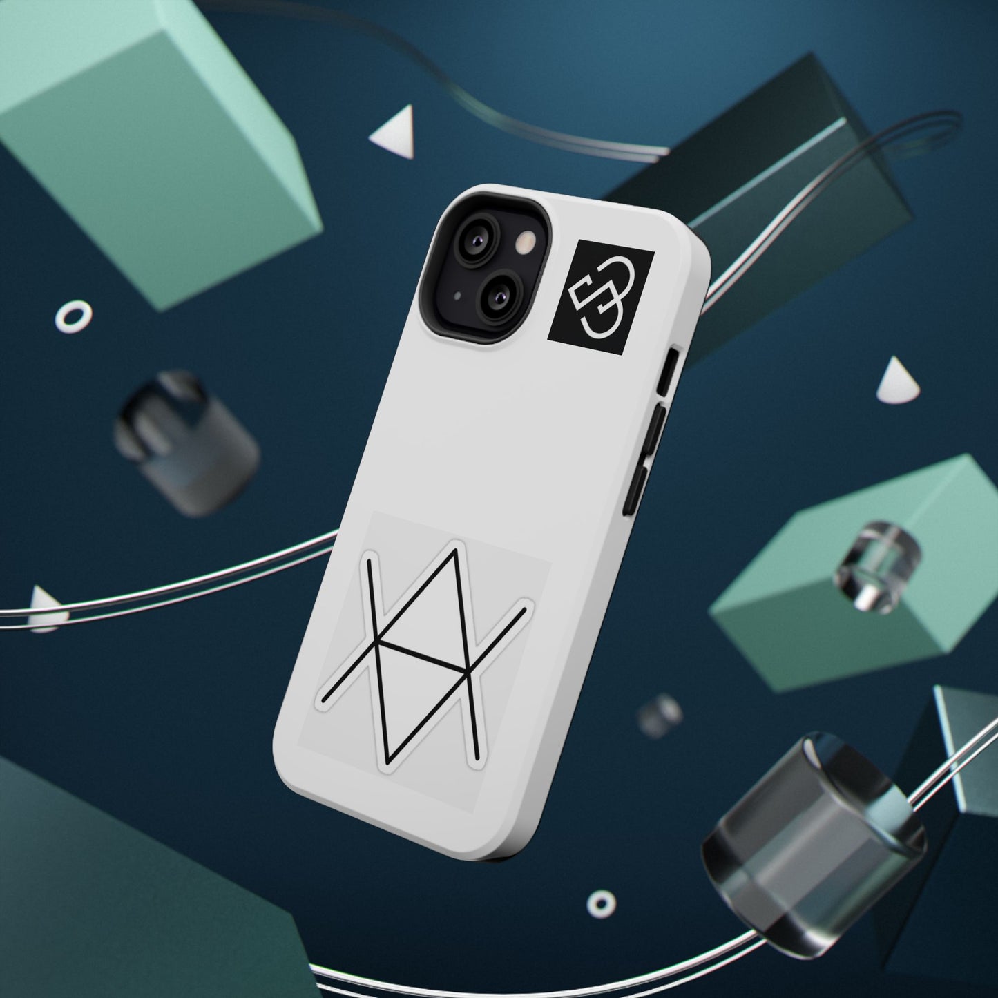 Impact-Resistant Phone Case — Geometric Monogram Design