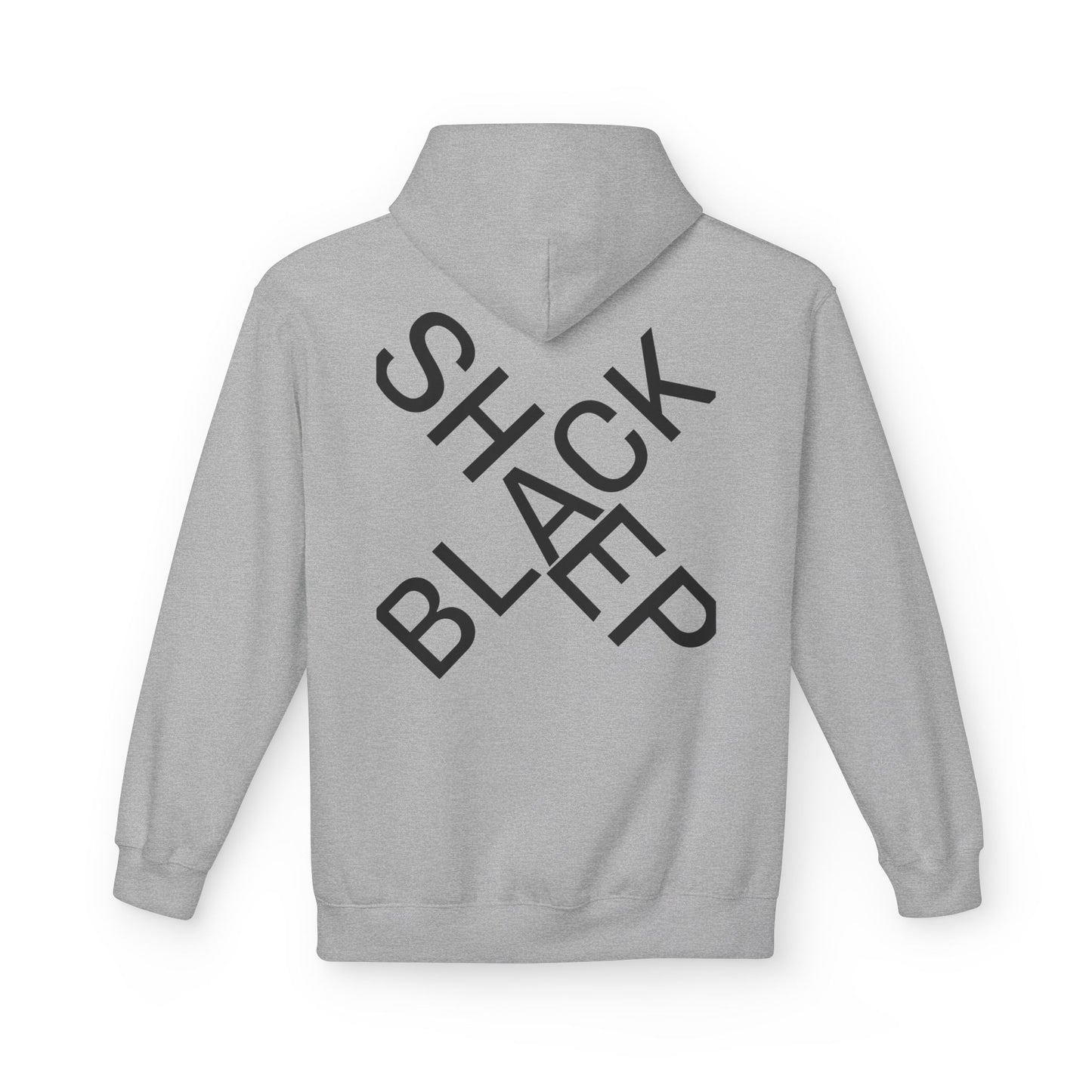 Black Sheep Graphic Hoodie — Bold Diagonal Text & Logo Pattern