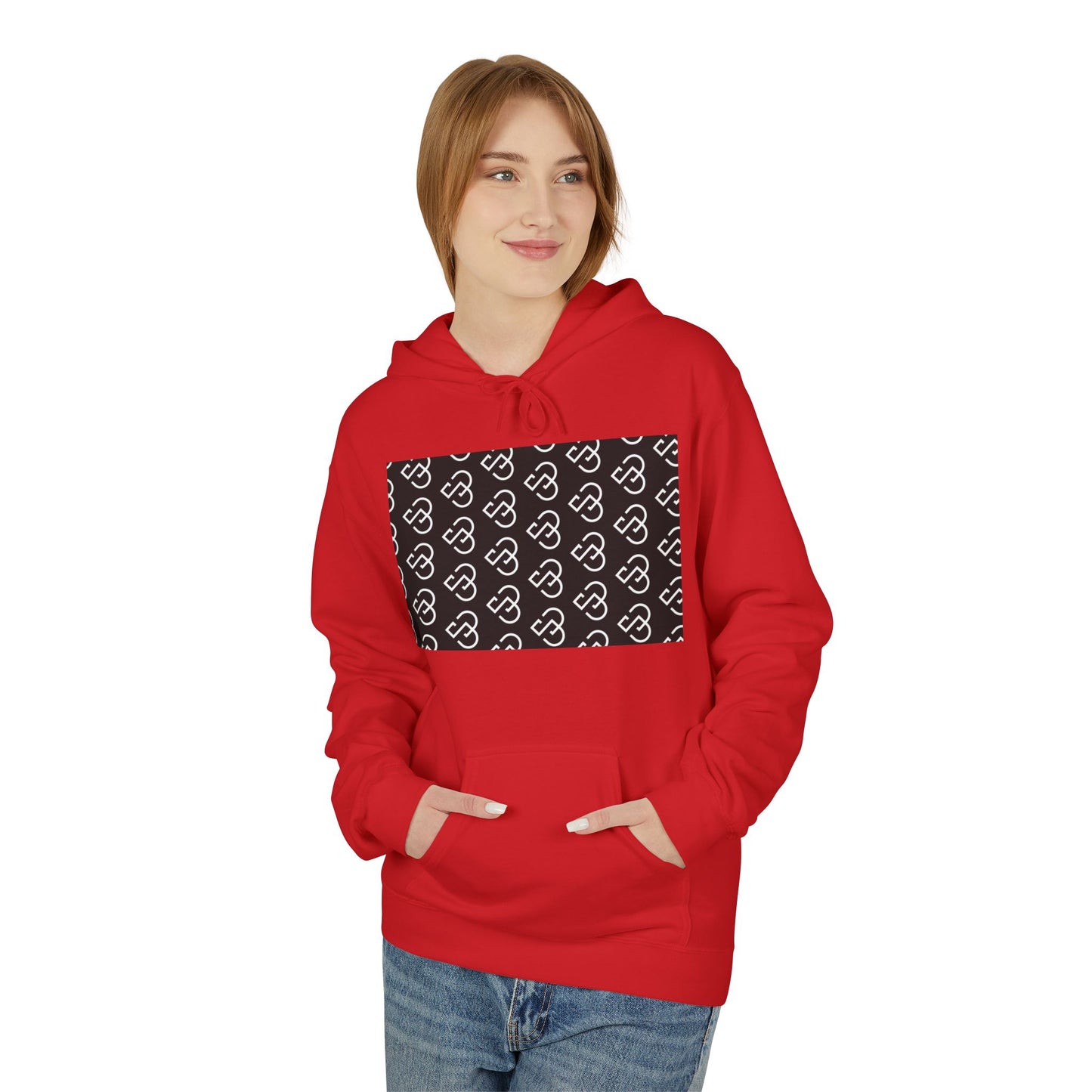 Black Sheep Graphic Hoodie — Bold Diagonal Text & Logo Pattern