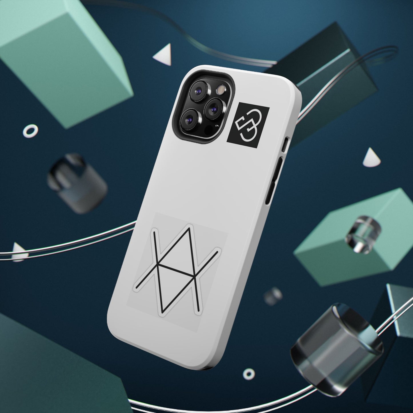 Impact-Resistant Phone Case — Geometric Monogram Design