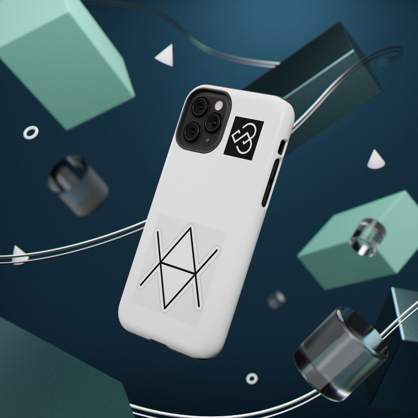 Impact-Resistant Phone Case — Geometric Monogram Design