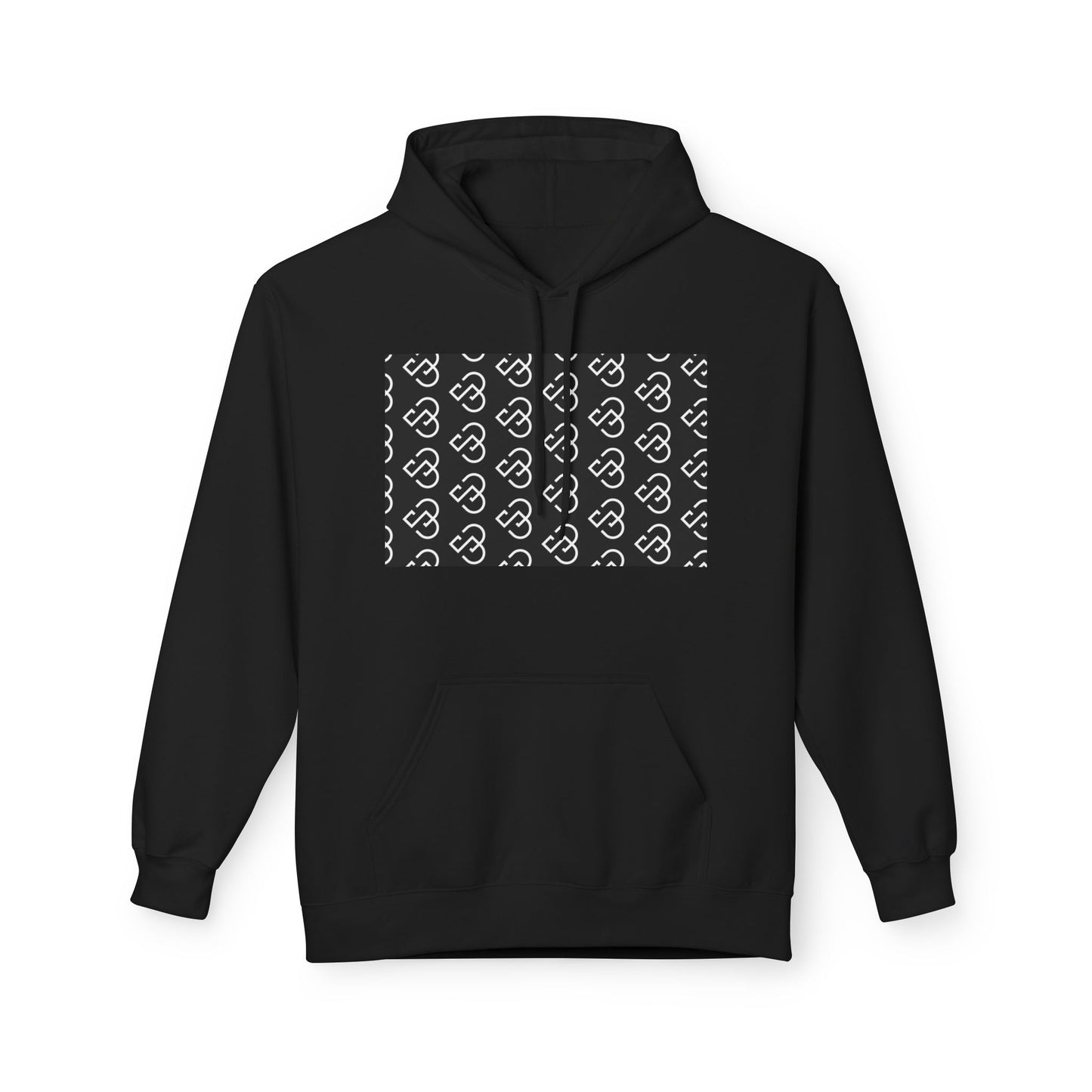 Black Sheep Graphic Hoodie — Bold Diagonal Text & Logo Pattern