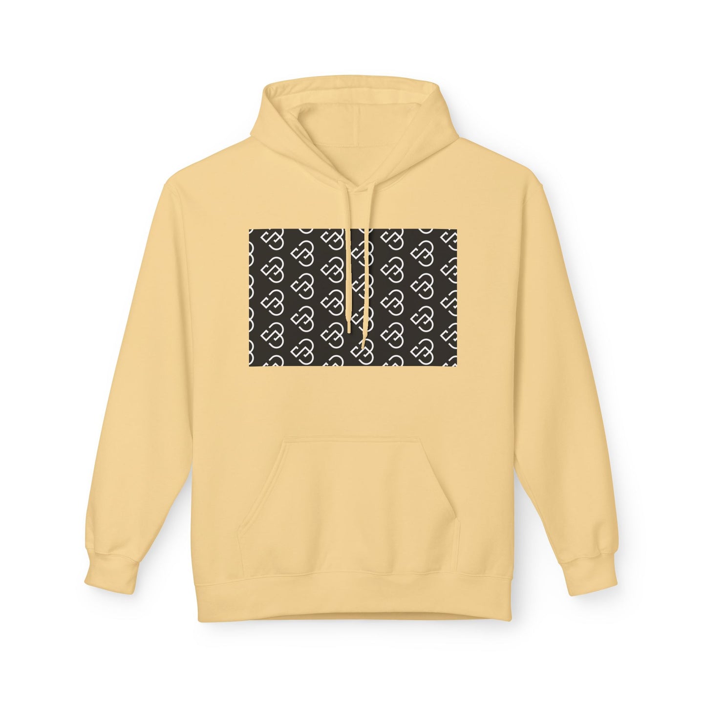 Black Sheep Graphic Hoodie — Bold Diagonal Text & Logo Pattern