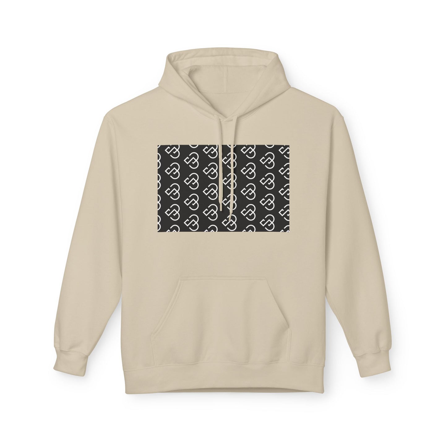 Black Sheep Graphic Hoodie — Bold Diagonal Text & Logo Pattern