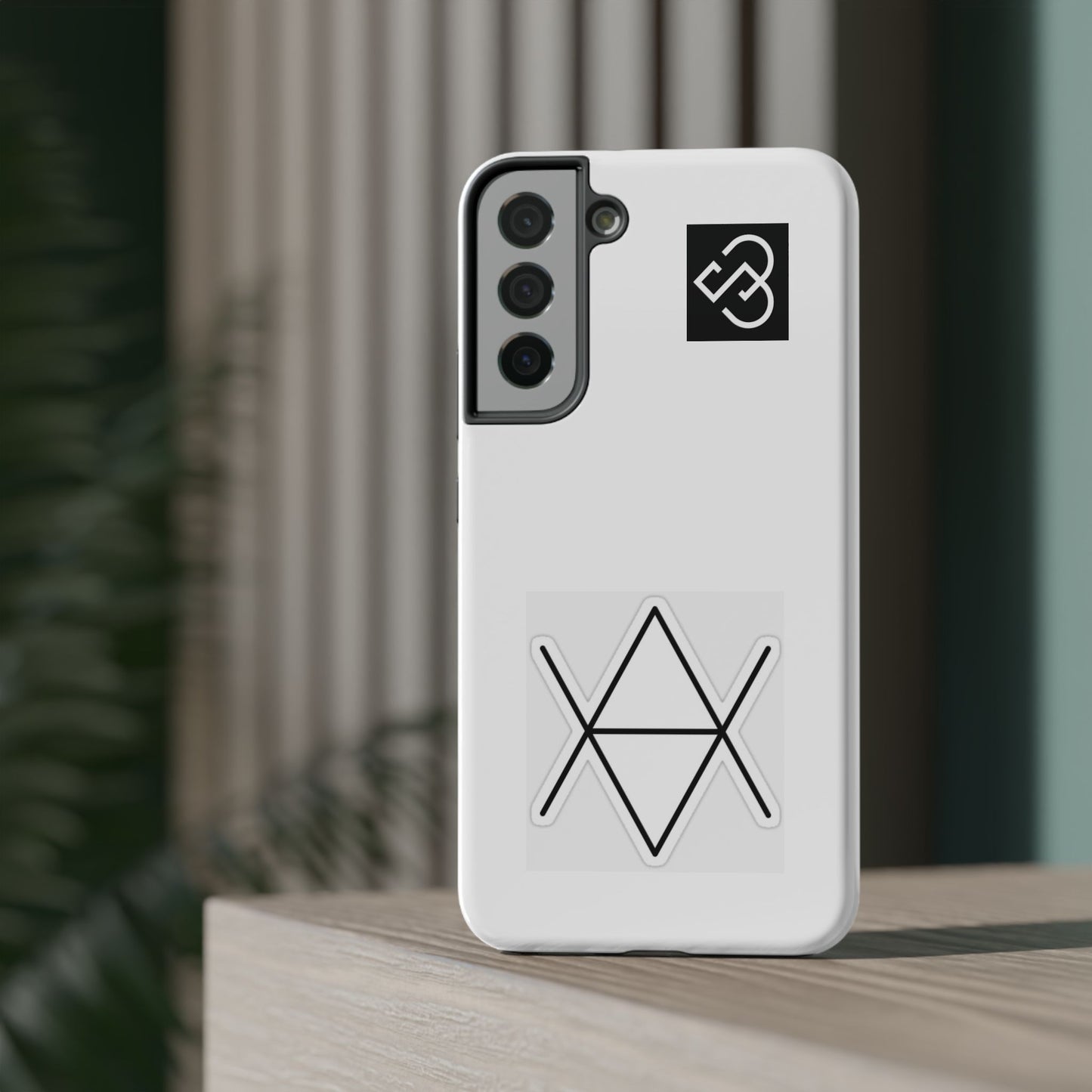 Impact-Resistant Phone Case — Geometric Monogram Design
