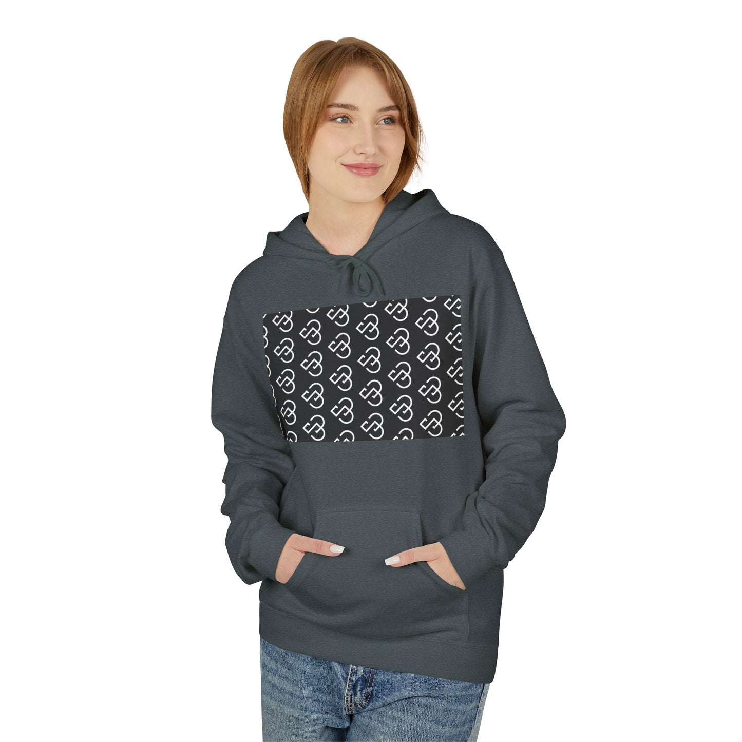 Black Sheep Graphic Hoodie — Bold Diagonal Text & Logo Pattern