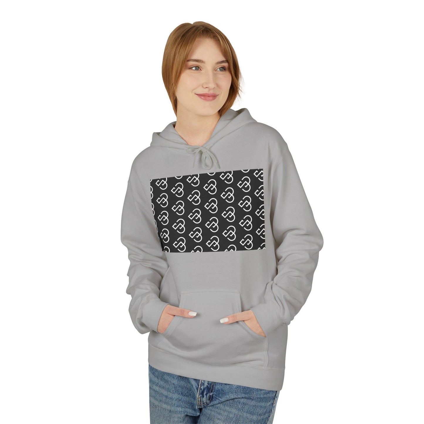 Black Sheep Graphic Hoodie — Bold Diagonal Text & Logo Pattern