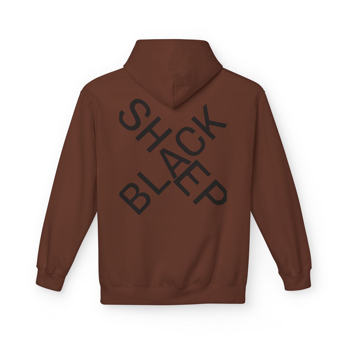 Black Sheep Graphic Hoodie — Bold Diagonal Text & Logo Pattern