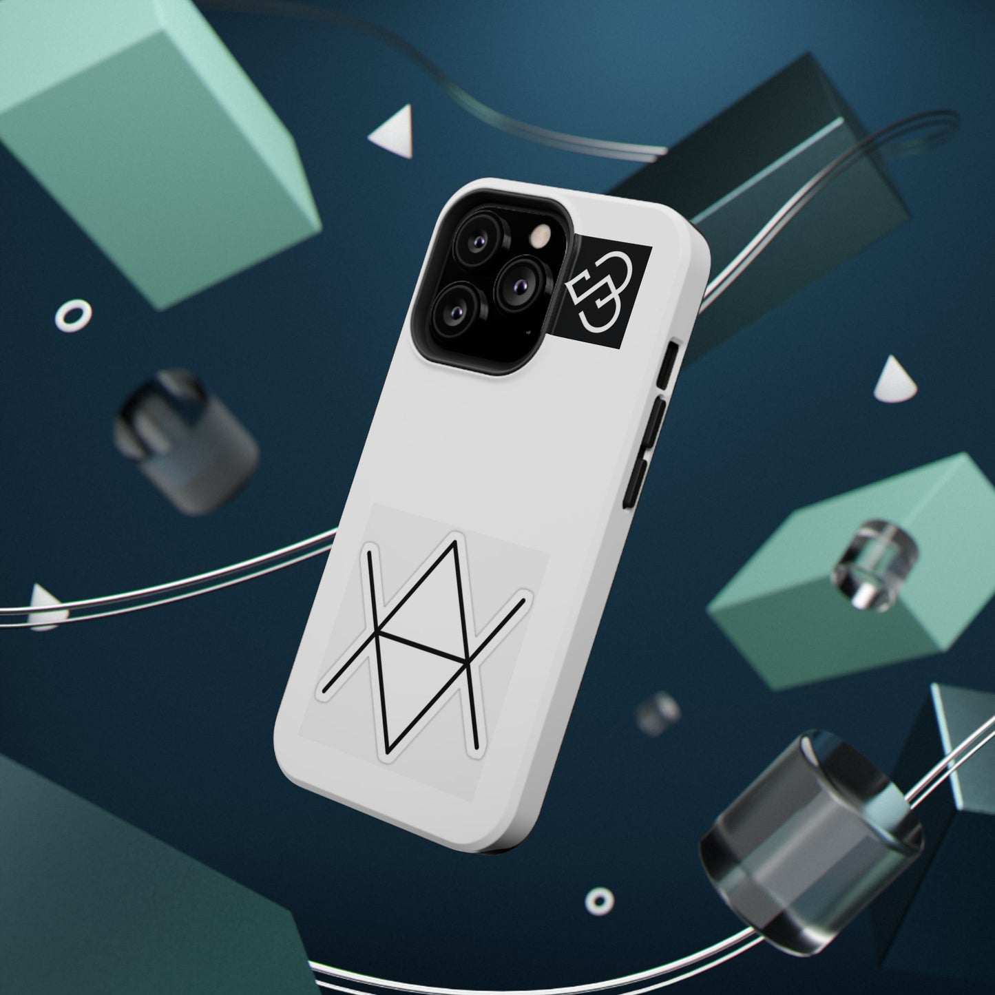 Impact-Resistant Phone Case — Geometric Monogram Design