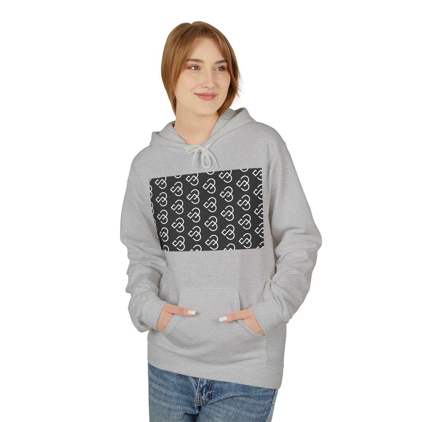 Black Sheep Graphic Hoodie — Bold Diagonal Text & Logo Pattern