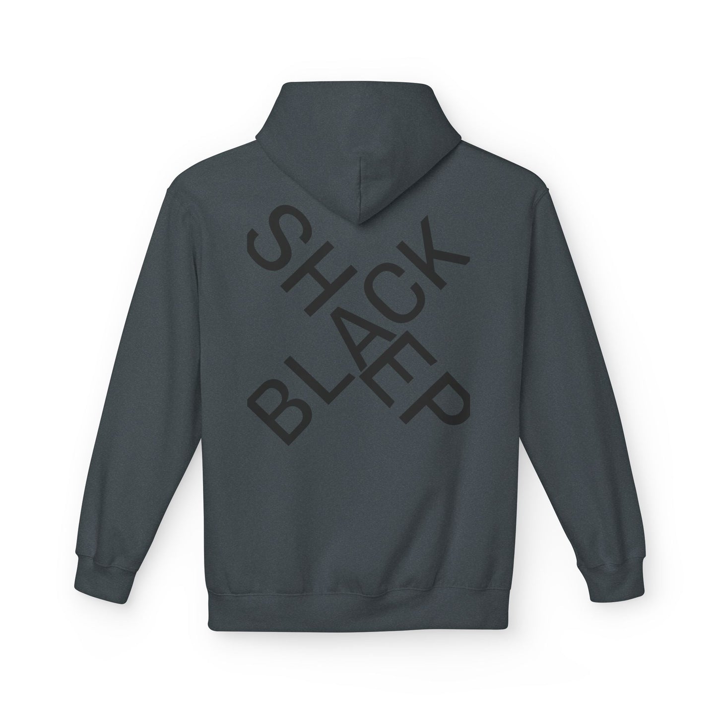 Black Sheep Graphic Hoodie — Bold Diagonal Text & Logo Pattern
