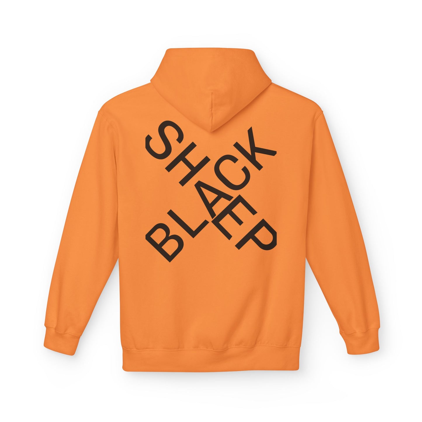 Black Sheep Graphic Hoodie — Bold Diagonal Text & Logo Pattern