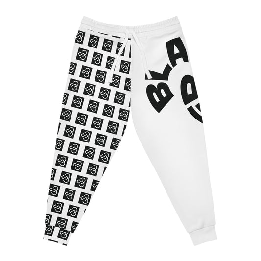 Black & White Logo Pattern Athletic Joggers