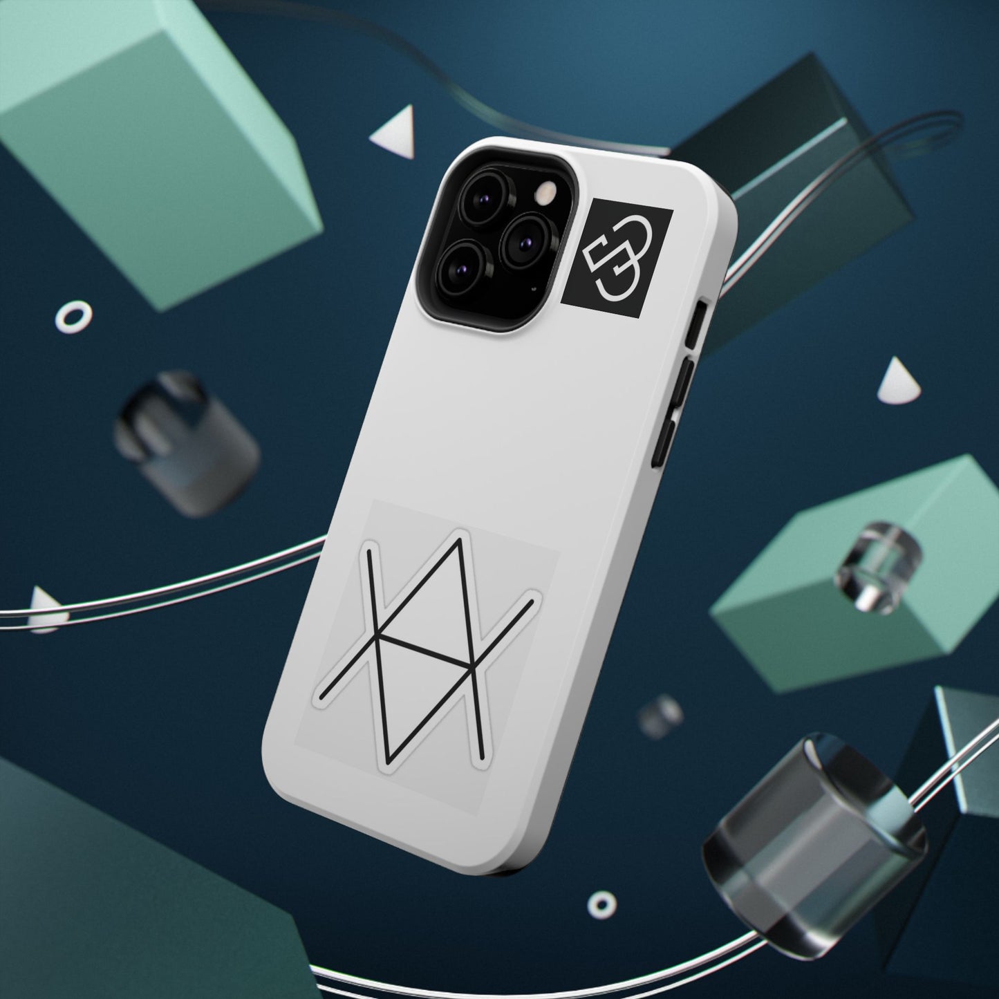 Impact-Resistant Phone Case — Geometric Monogram Design