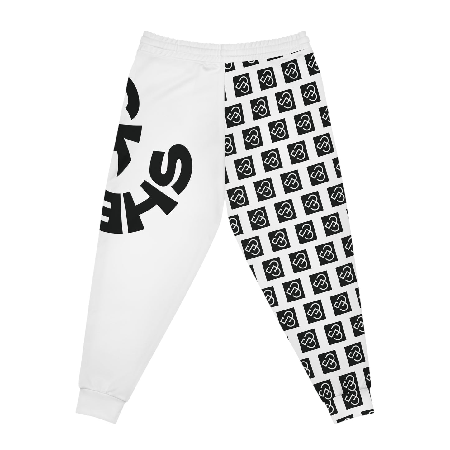 Black & White Logo Pattern Athletic Joggers